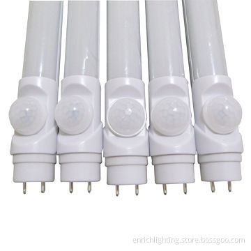 12W IR Motion Sensor T8 LED Tubes with 120cm Length, G13 Base, 140° Inductive Angle, Milky Cover